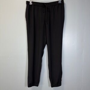 Express Womens Black Mid Rise Ankle Jogger Pants Size M Drawstring Elastic Waist